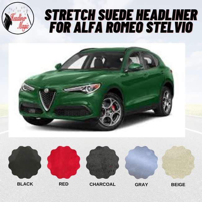 Revestimiento de techo de gamuza elástica compatible con Alfa Romeo Stelvio