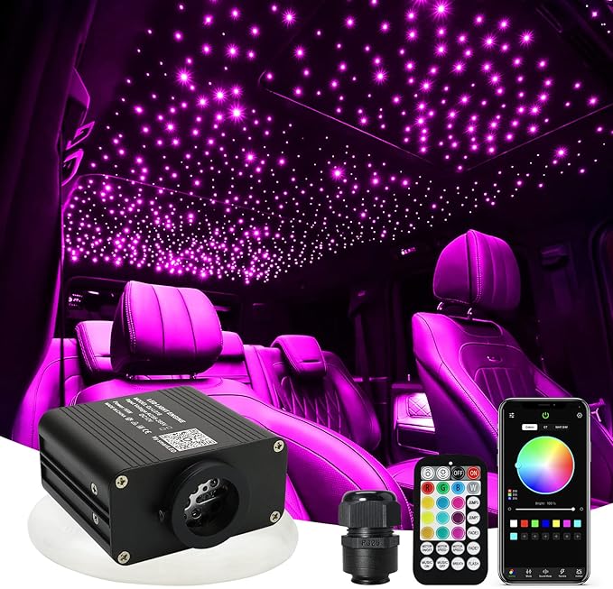 600 PCS - 0.03in 9.8ft Twinkle - LED 16W Fiber Optic Ceiling Star Light Kit