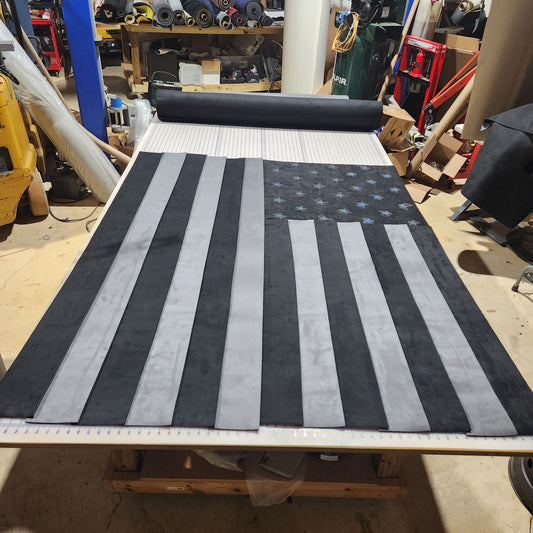 Black and Charcoal Suede American Flag Headliner fits Ford F350 Crew Cab