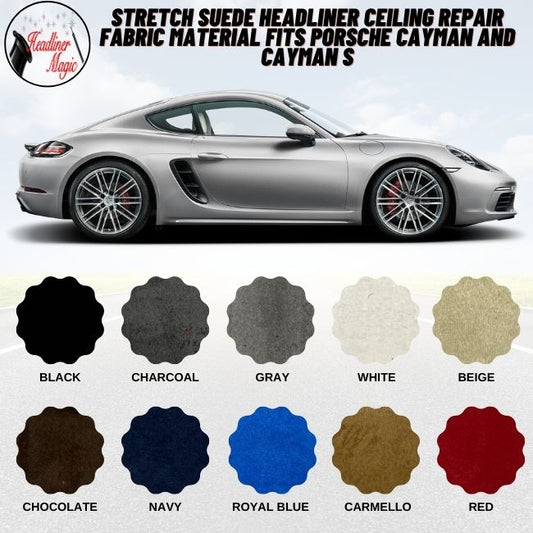 Material de tela de reparación de techo de gamuza elástica compatible con Porsche Cayman y Cayman S