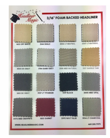3/16" Foam Backed Headliner Material Sold By the Yard - Headliner Magic Sold By The Yard
