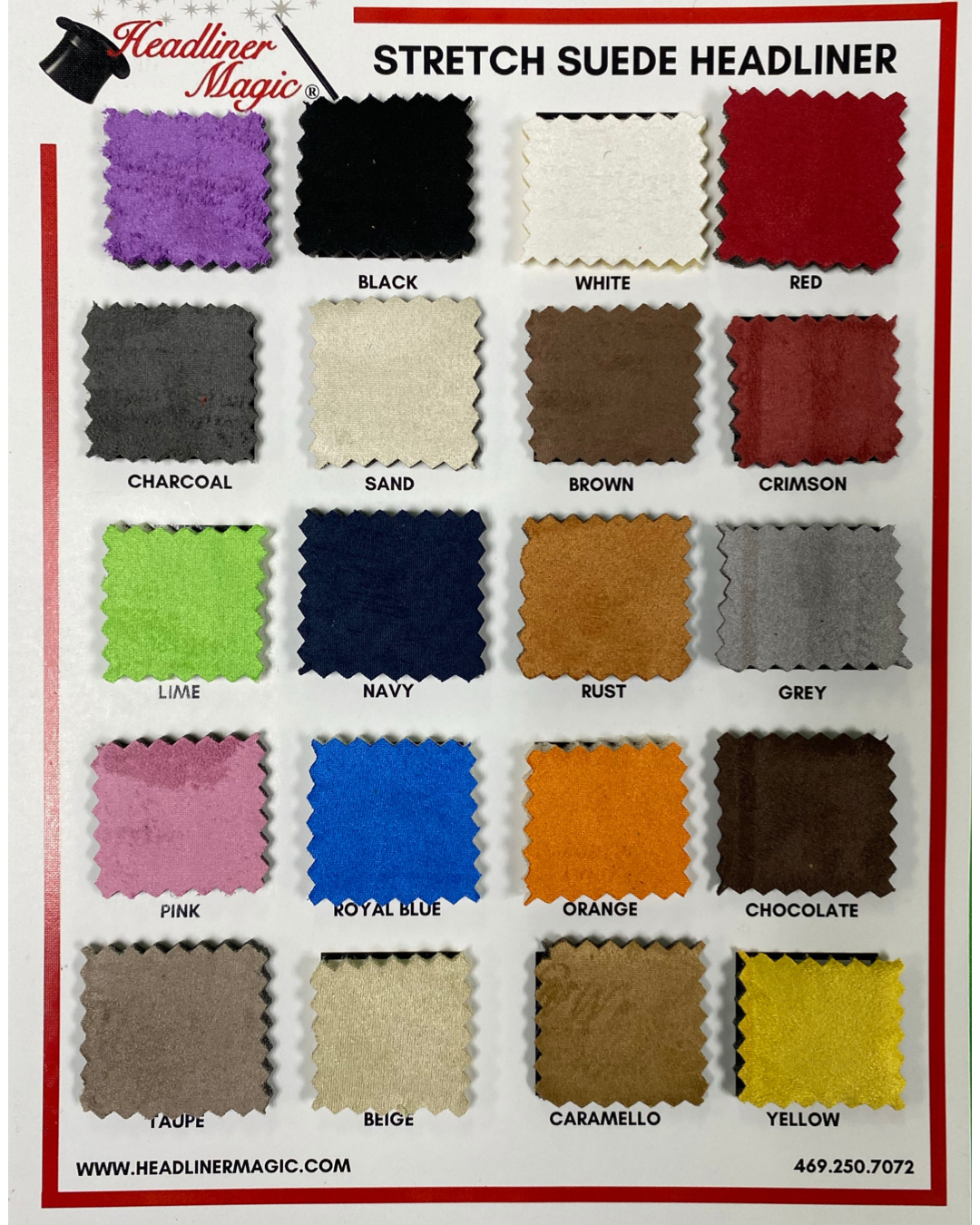 5" X 5" SWATCH SAMPLE - Stretch Suede Headliner NO Foam Backing