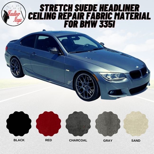 Stretch Suede Headliner Ceiling Repair Fabric Material for BMW 525i - Charcoal