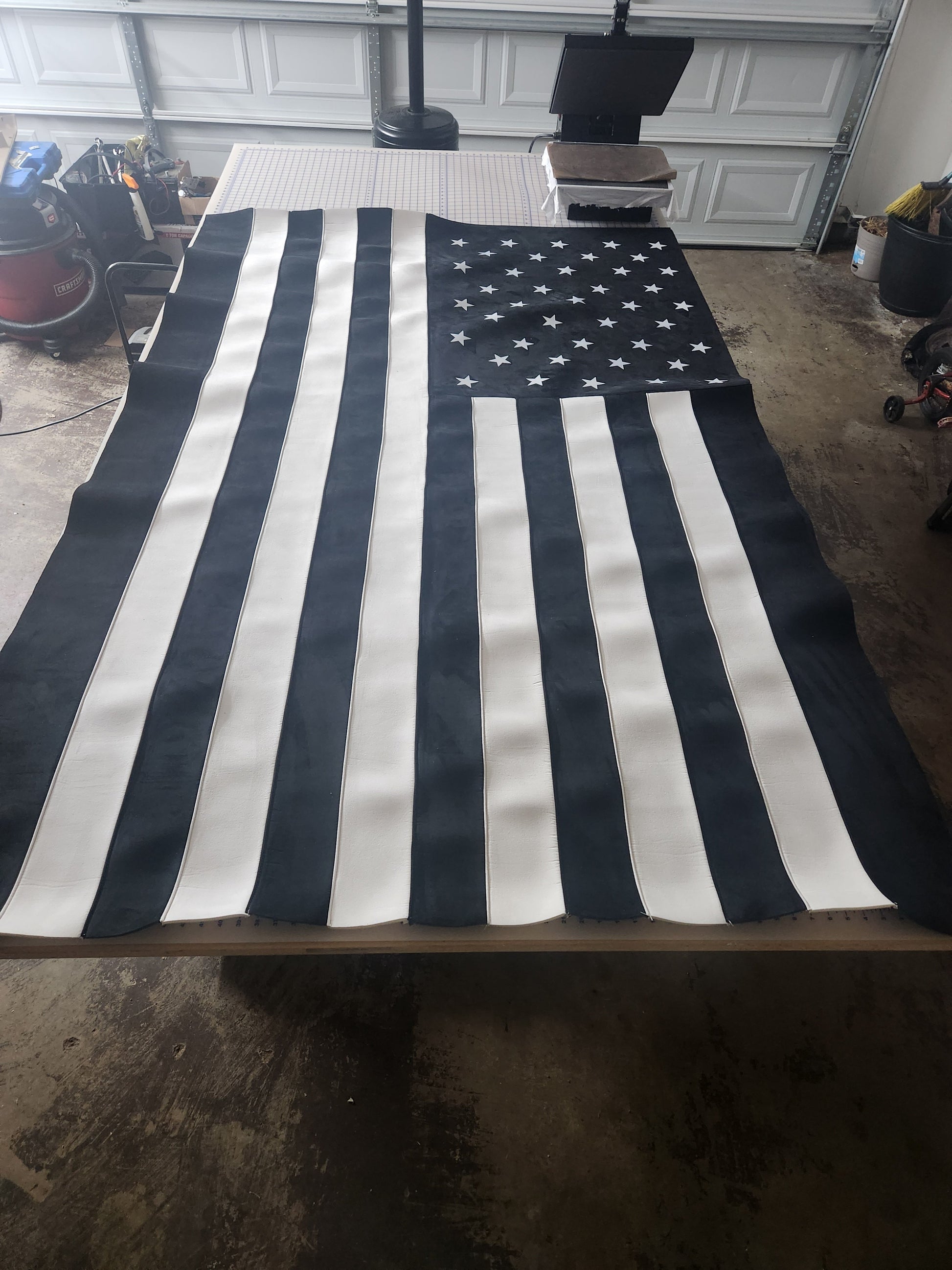 Black and White Suede American Flag Headliner fits Extended Cab Trucks Headliner Magic