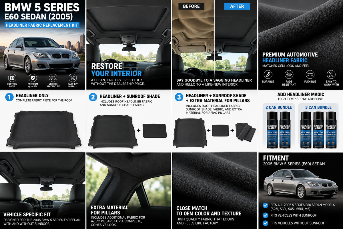 2004–2010 BMW 5 Series E60 Sedan Headliner Replacement Kit
