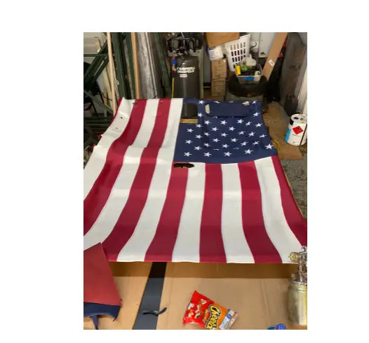 Black and Charcoal Suede American Flag Headliner fits Ford F350 Crew Cab