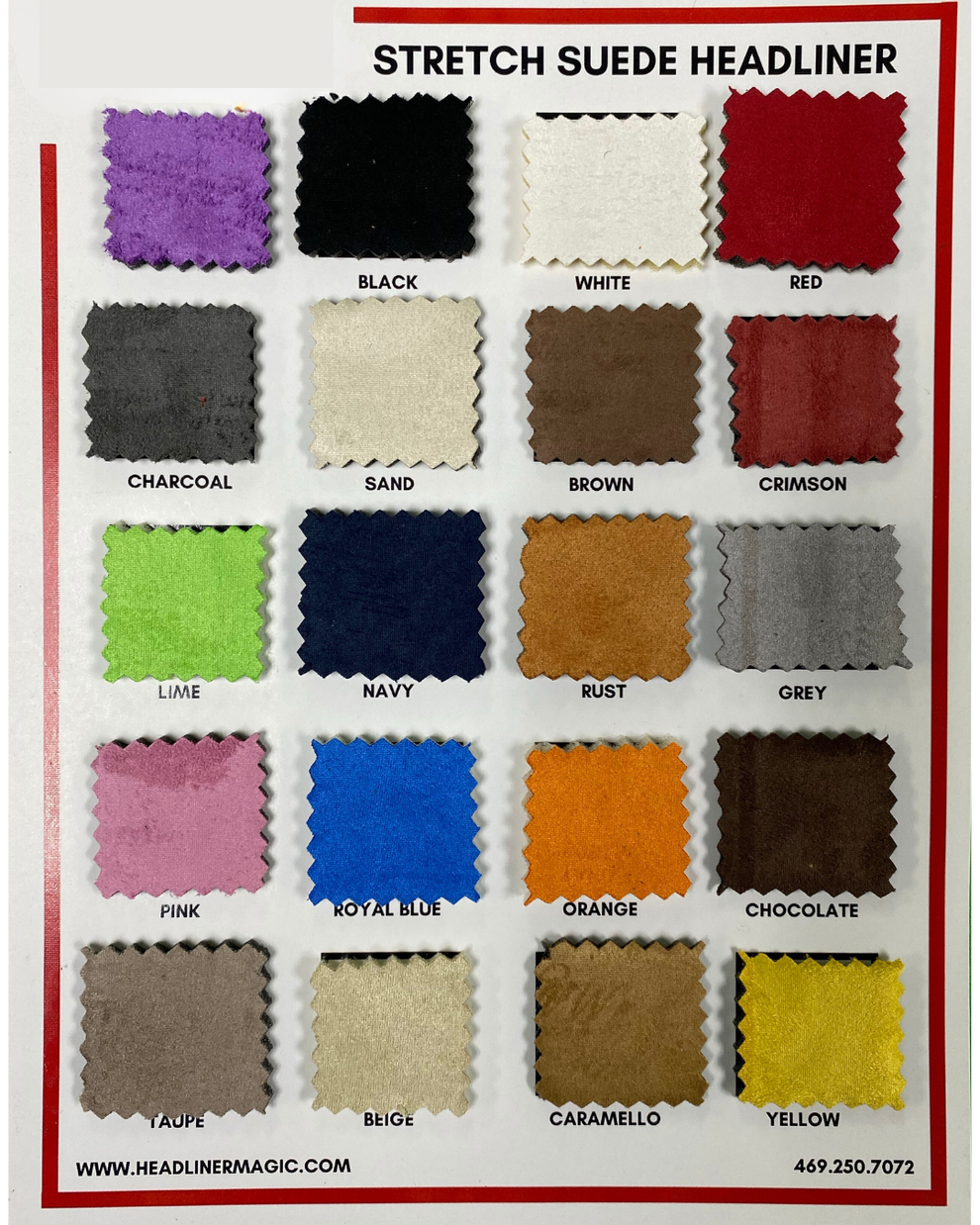 Swatch Headliner Color Sample Cards HeadlinerMagic