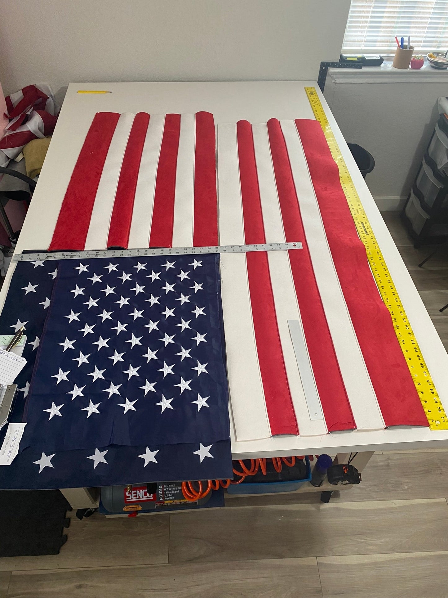 Black and White Suede American Flag Headliner fits Extended Cab Trucks