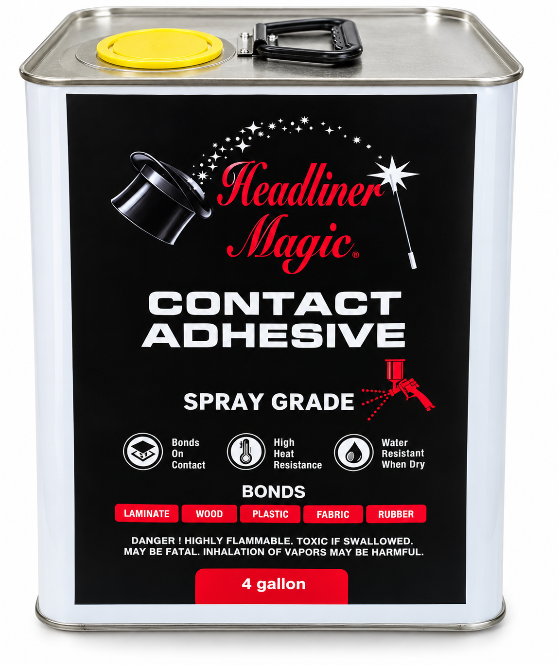 Headliner Magic 4-gallon spray-grade contact adhesive container.