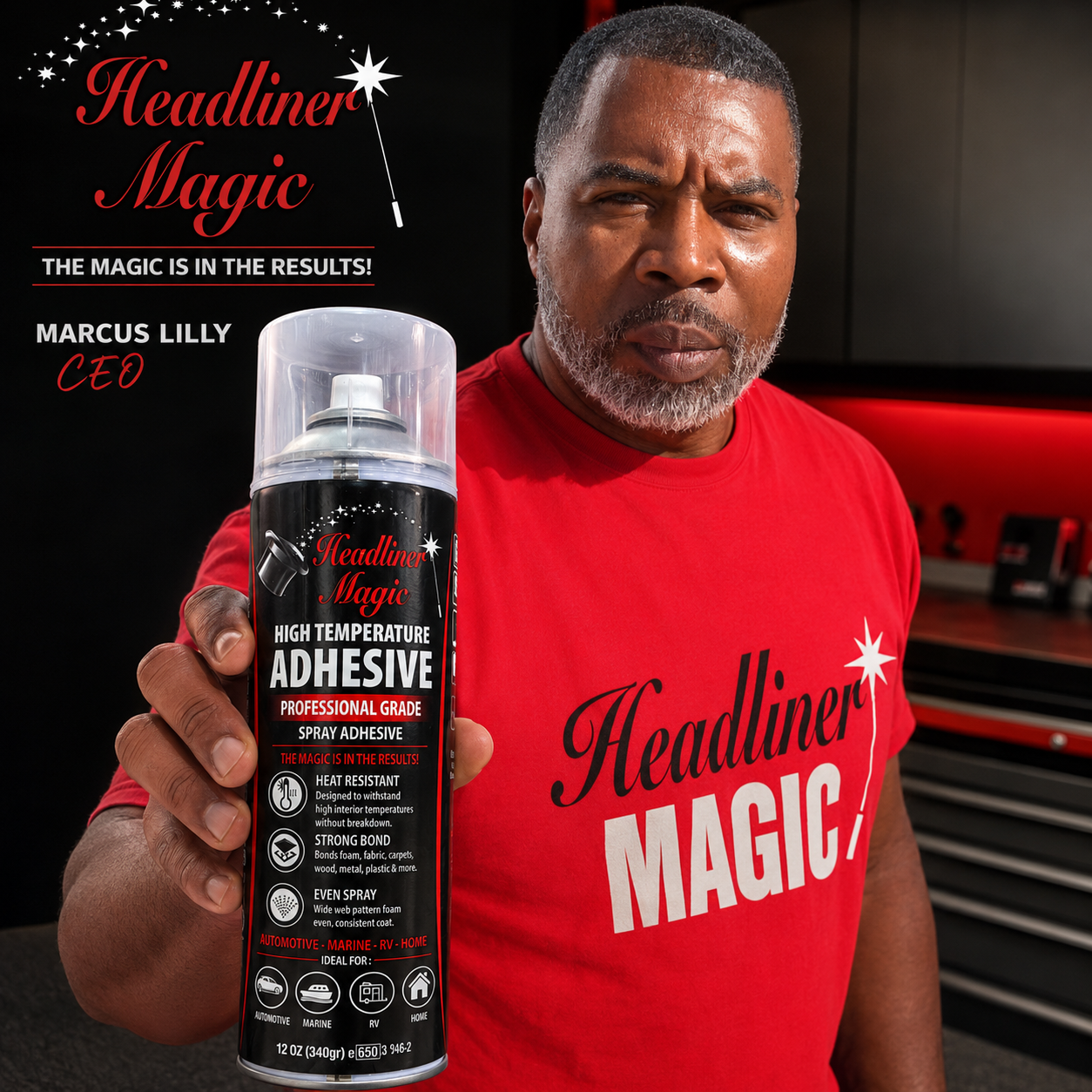 Headliner Magic automotive headliner adhesive presented by CEO Marcus Lilly
