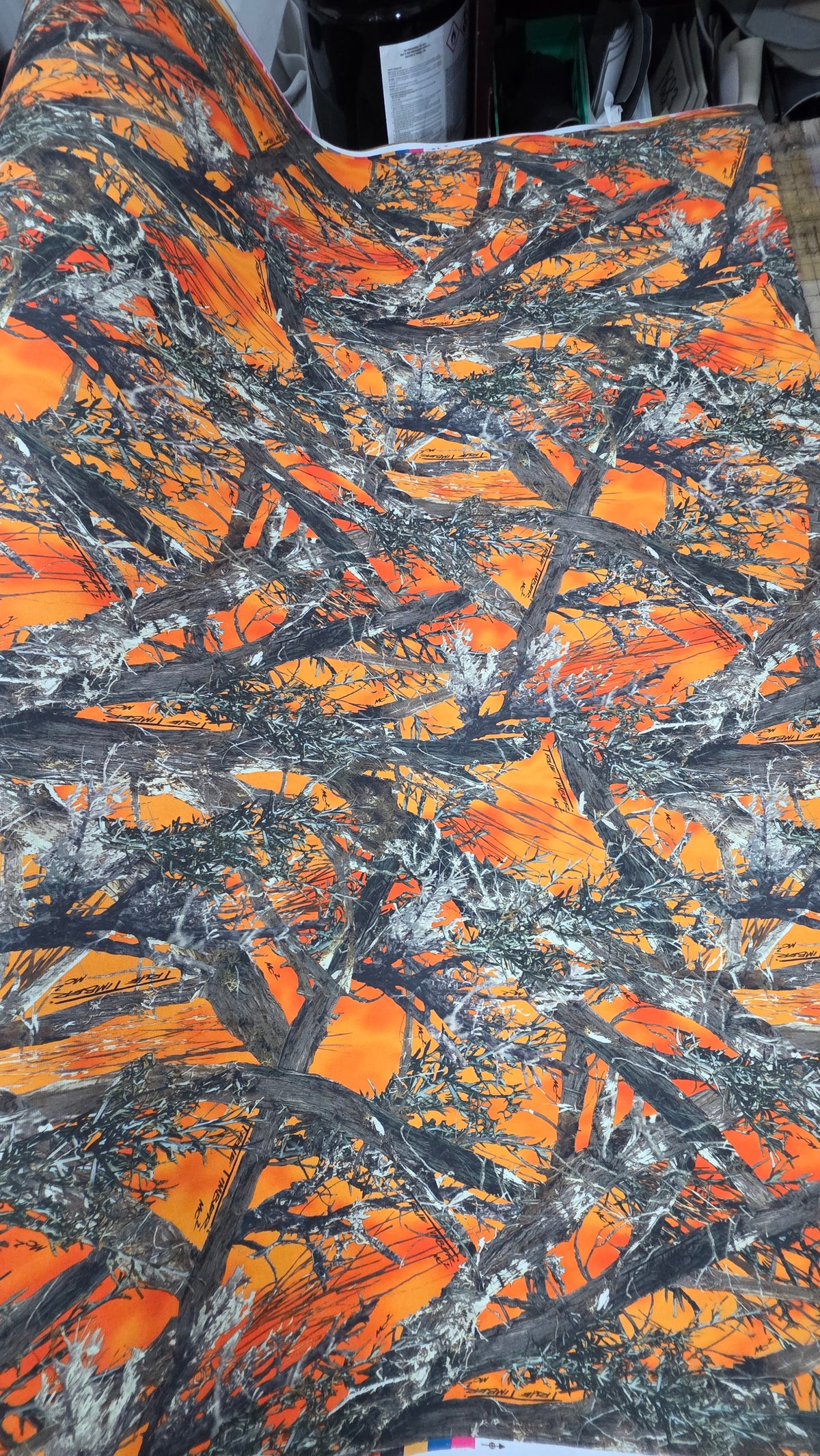 Blaze Orange Camouflage Headliner Fabric – Custom Truck & SUV Interior Material