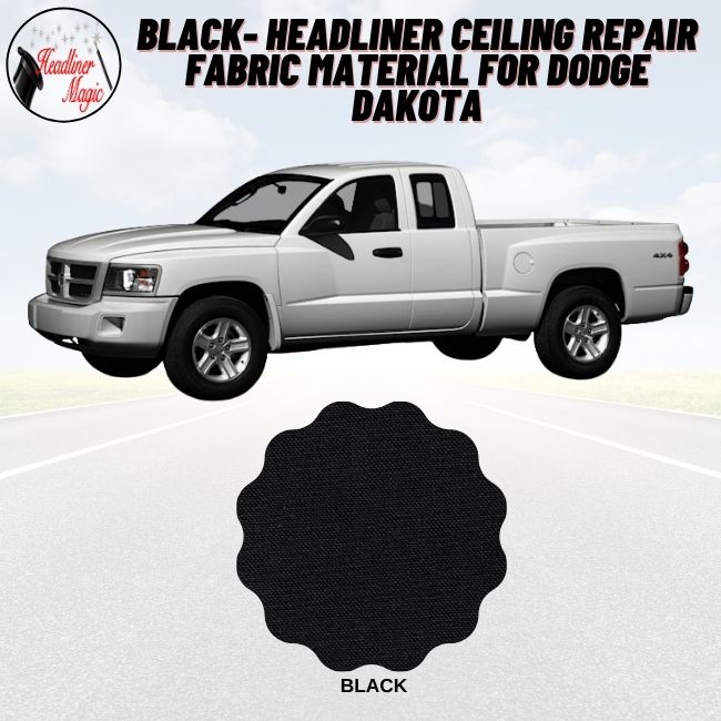 BLACK- Headliner Ceiling Repair Fabric Material for Dodge Dakota