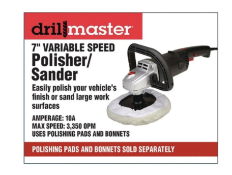 7 In. 10 Amp Variable Speed Polisher - Drill Master - Headliner Magic 7 In. 10 Amp Variable Speed Polisher - Drill Master, Tools, Variable Speed Polisher