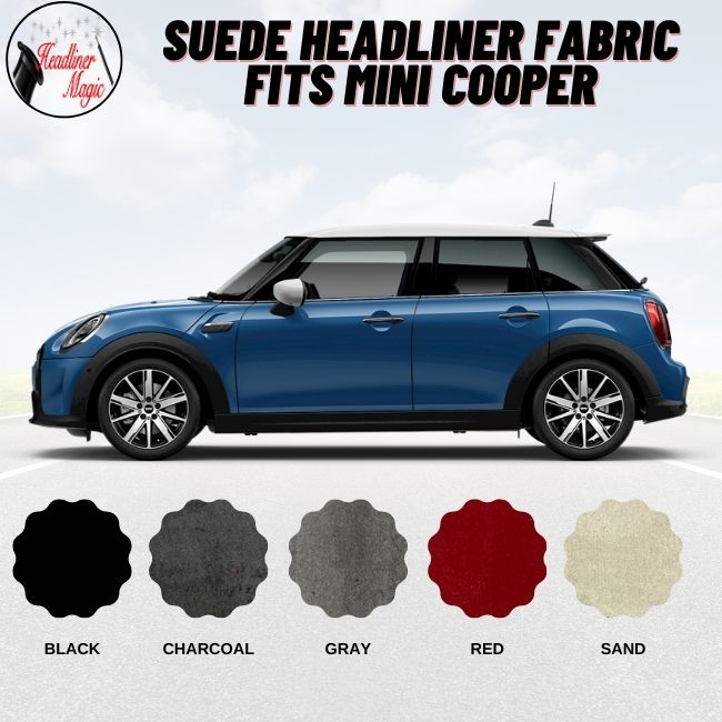 Suede Headliner Fabric Fits Mini Cooper - Black / Qty 2 Cans